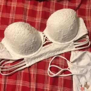 White  daisy lace bikini top and bottom